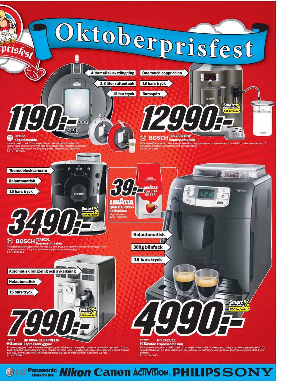 nr: 1128586 TES 70621RW Espressomaskin Helautomatisk espresso och cappoccinomaskin, brygger espresso,cappuccino och cafe latte med ett knapptryck.