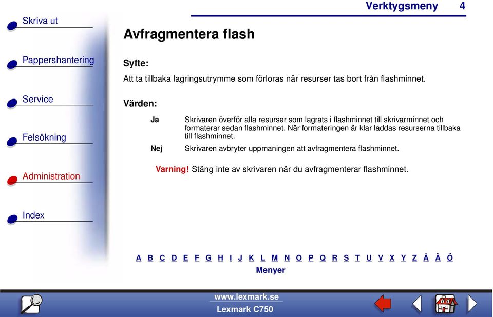 sedan flashminnet. När formateringen är klar laddas resurserna tillbaka till flashminnet.