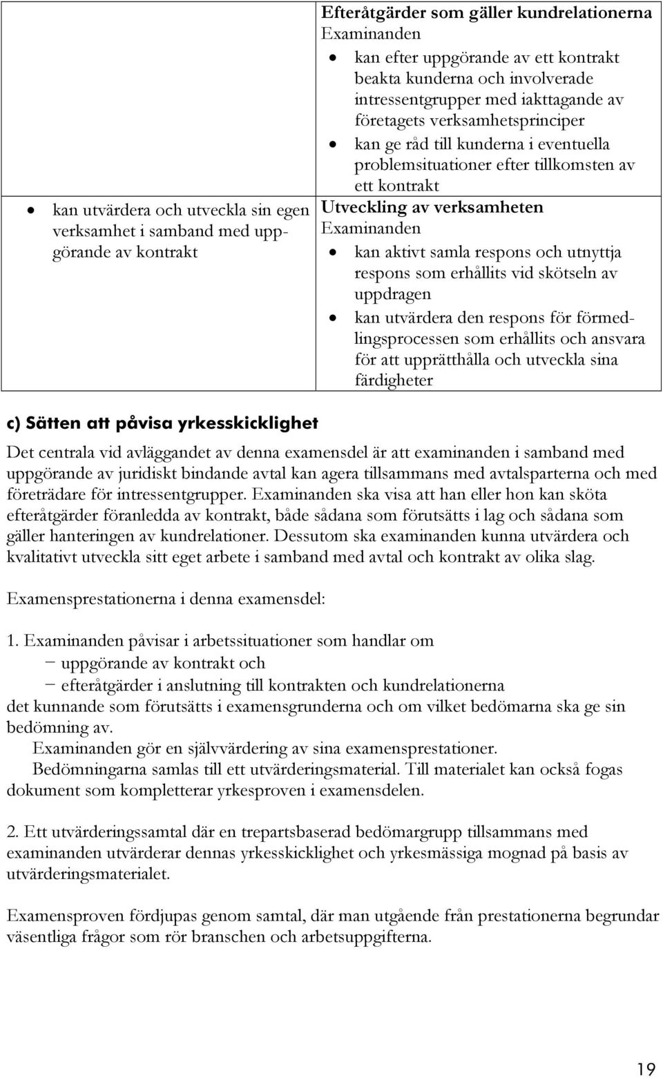samla respons och utnyttja respons som erhållits vid skötseln av uppdragen kan utvärdera den respons för förmedlingsprocessen som erhållits och ansvara för att upprätthålla och utveckla sina
