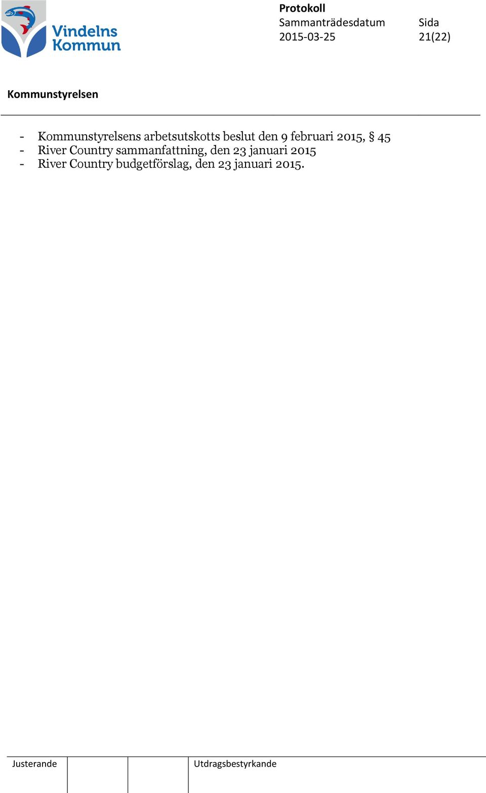 Country sammanfattning, den 23 januari