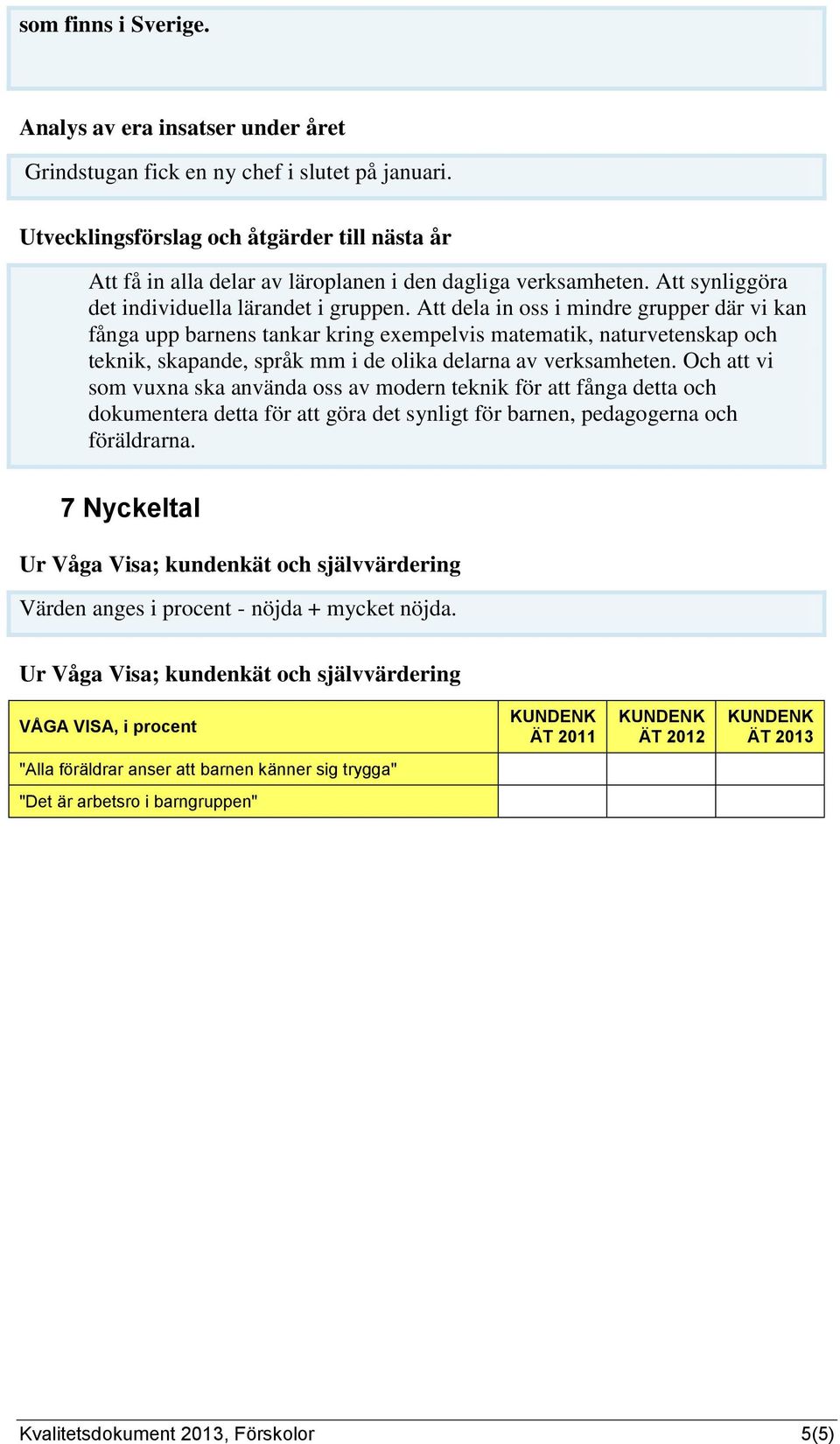 Att dela in oss i mindre grupper där vi kan fånga upp barnens tankar kring exempelvis matematik, naturvetenskap och teknik, skapande, språk mm i de olika delarna av verksamheten.