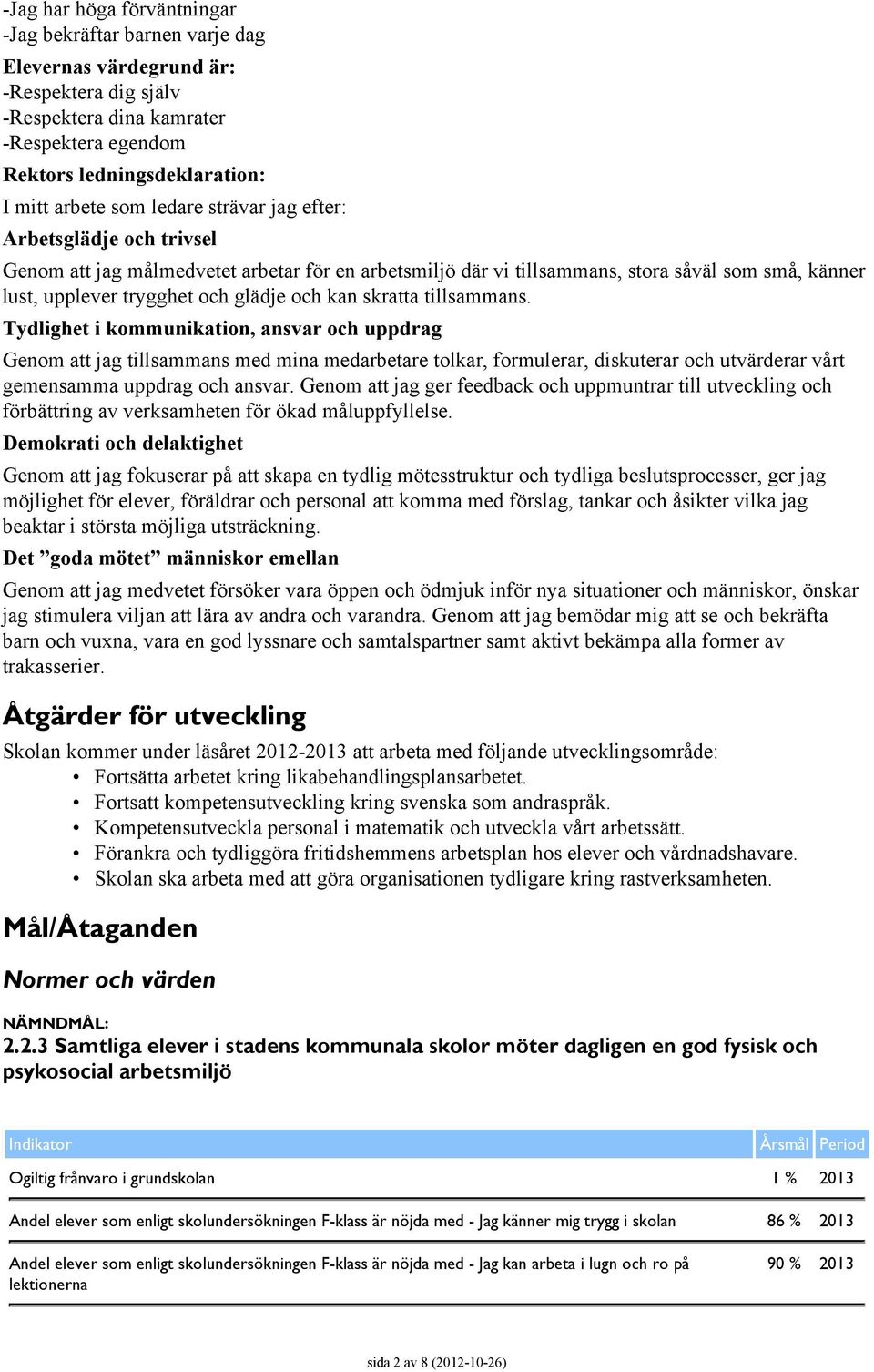 skratta tillsammans. Tydlighet i kommunikation, ansvar och uppdrag Genom att jag tillsammans med mina medarbetare tolkar, formulerar, diskuterar och utvärderar vårt gemensamma uppdrag och ansvar.