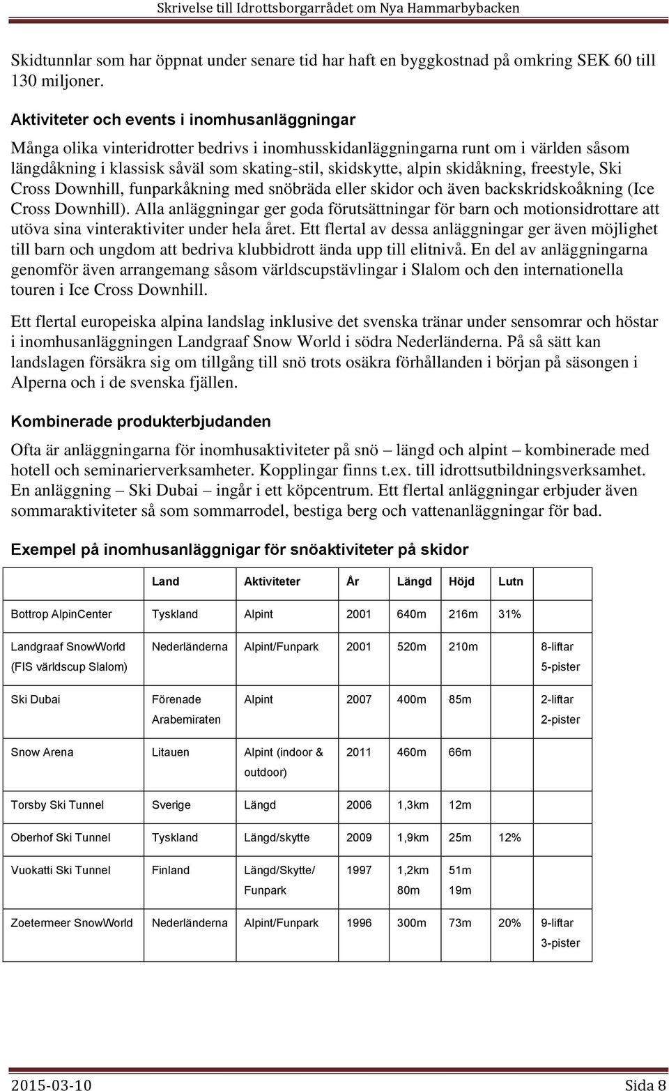 skidåkning, freestyle, Ski Cross Downhill, funparkåkning med snöbräda eller skidor och även backskridskoåkning (Ice Cross Downhill).
