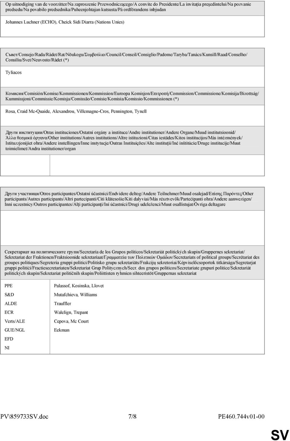 Consiliu/Svet/Neuvosto/Rådet (*) Tyliacos Комисия/Comisión/Komise/Kommissionen/Kommission/Euroopa Komisjon/Επιτροπή/Commission/Commissione/Komisija/Bizottság/