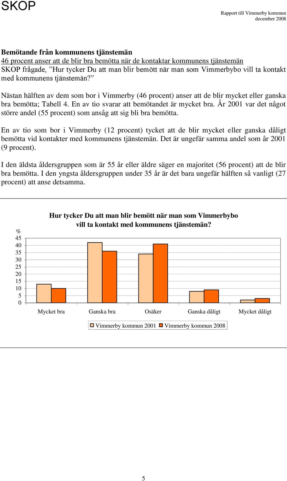 En av tio svarar att bemötandet är mycket bra. År 1 var det något större andel (55 procent) som ansåg att sig bli bra bemötta.