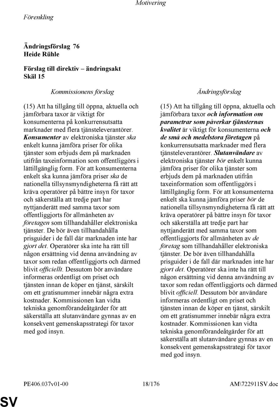För att konsumenterna enkelt ska kunna jämföra priser ska de nationella tillsynsmyndigheterna få rätt att kräva operatörer på bättre insyn för taxor och säkerställa att tredje part har nyttjanderätt
