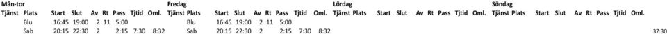 20:15 22:30 2 2:15 7:30 8:32