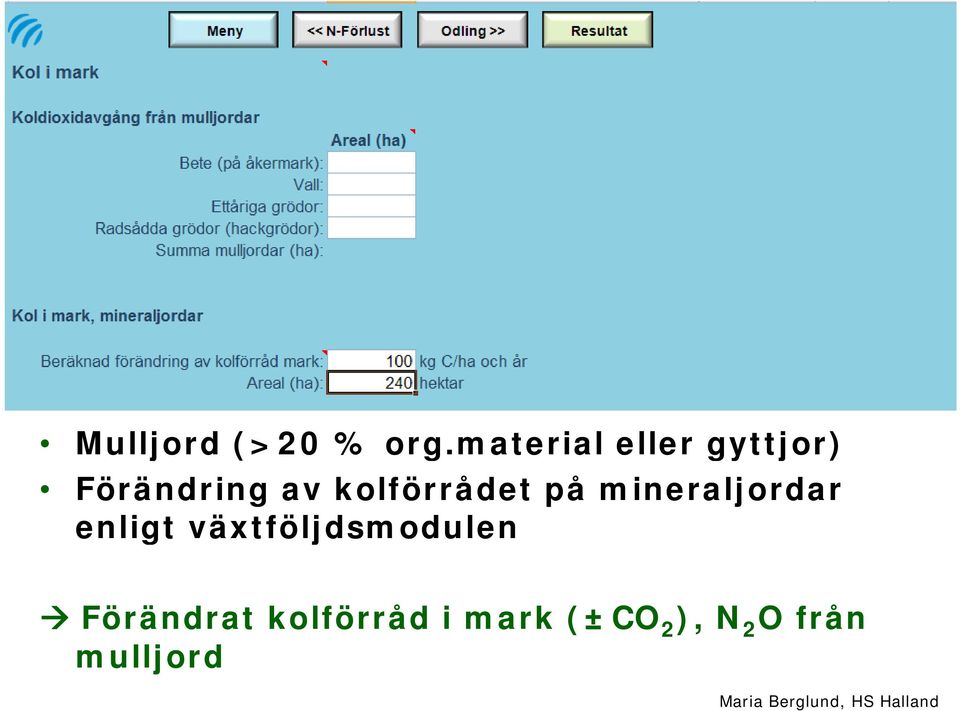 kolförrådet på mineraljordar enligt