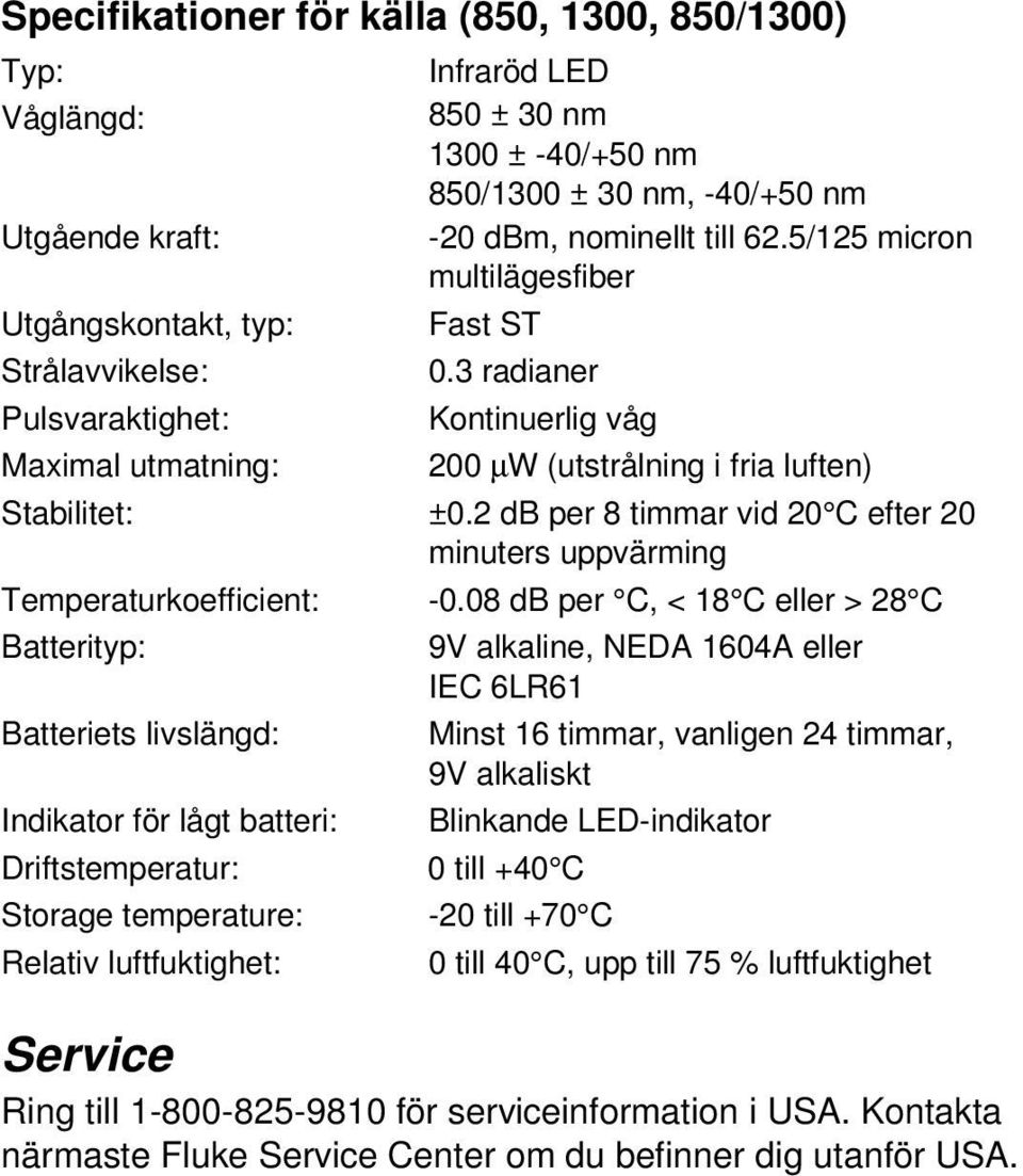 2 db per 8 timmar vid 20 C efter 20 minuters uppvärming Temperaturkoefficient: -0.