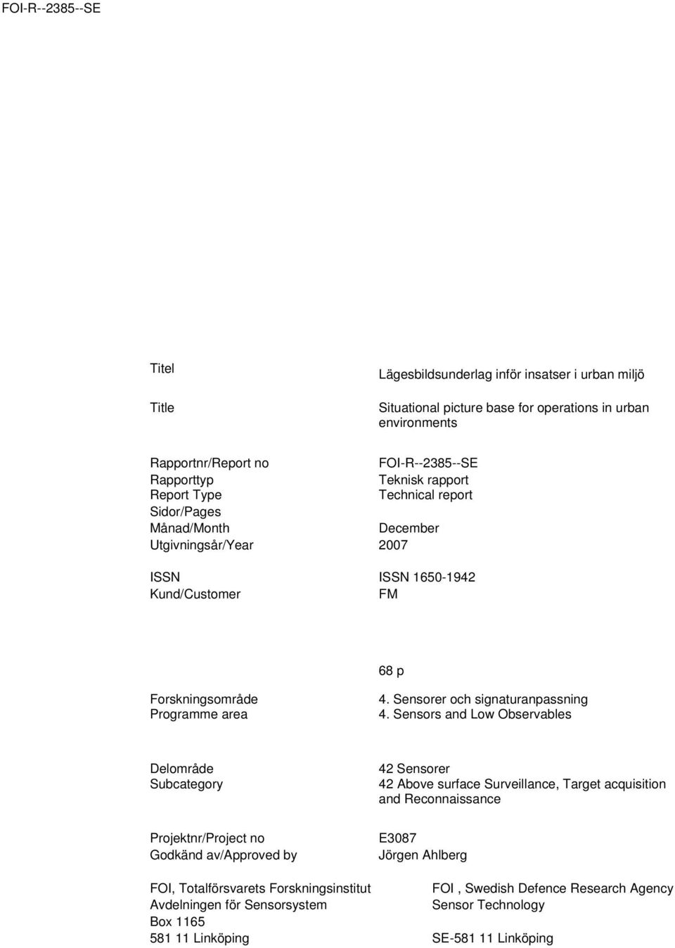 Sensorer och signaturanpassning 4.