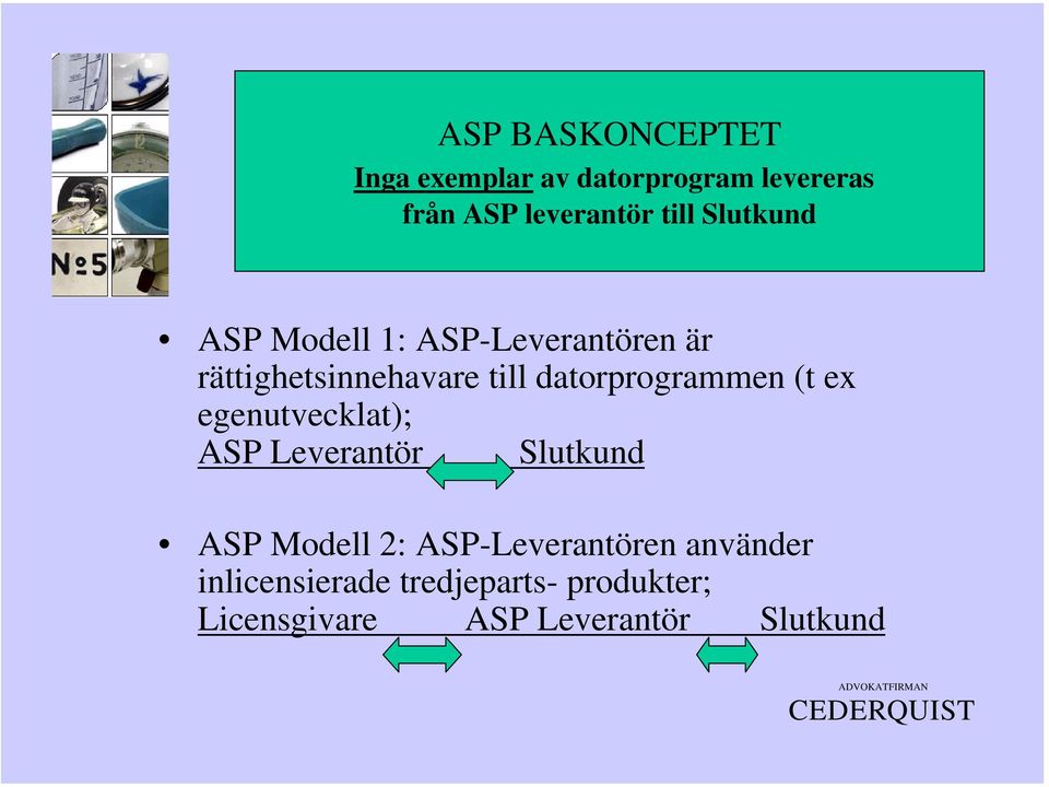 datorprogrammen (t ex egenutvecklat); ASP Leverantör Slutkund ASP Modell 2: