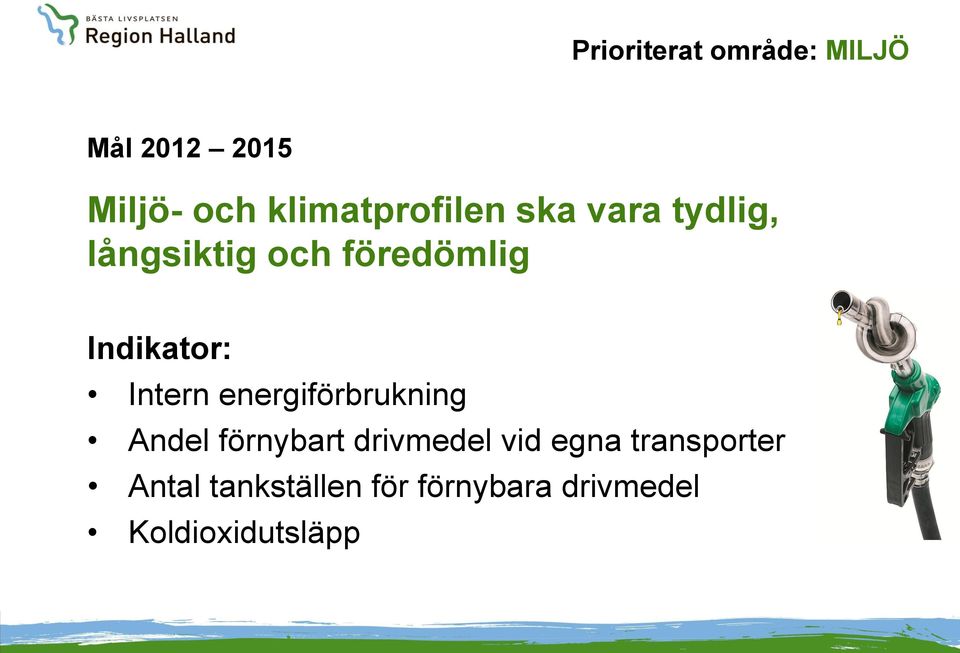 energiförbrukning Andel förnybart drivmedel vid egna