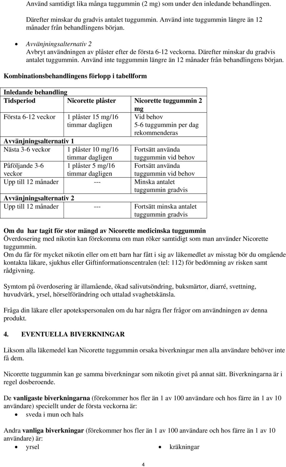 Använd inte tuggummin längre än 12 månader från behandlingens början.