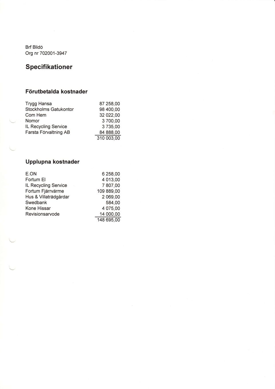 735, 84 888, 31 3, Upplupna kostnader E.