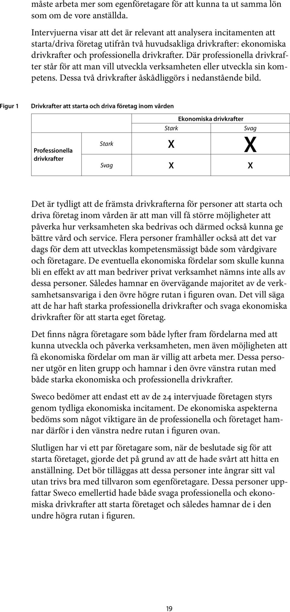 Där professionella drivkrafter står för att man vill utveckla verksamheten eller utveckla sin kompetens. Dessa två drivkrafter åskådliggörs i nedanstående bild.