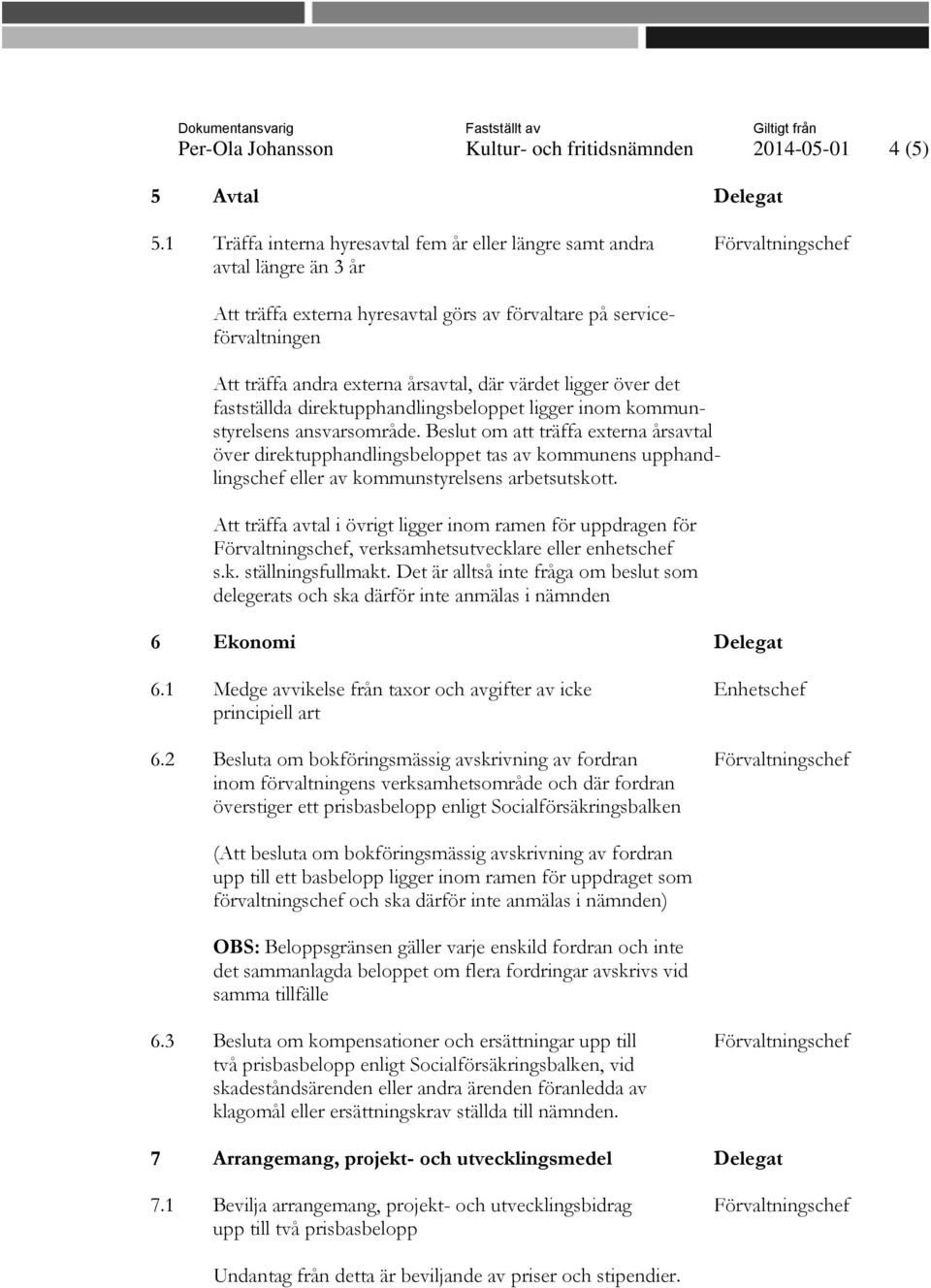 årsavtal, där värdet ligger över det fastställda direktupphandlingsbeloppet ligger inom kommunstyrelsens ansvarsområde.