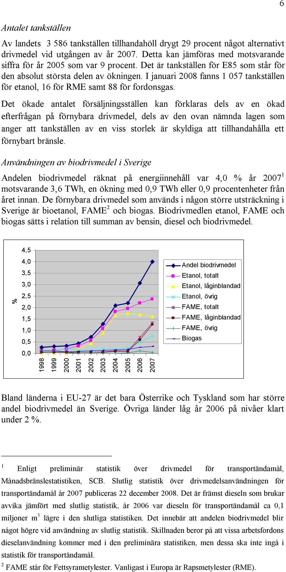 I januari 2008 fanns 1 057 tankställen för etanol, 16 för RME samt 88 för fordonsgas.