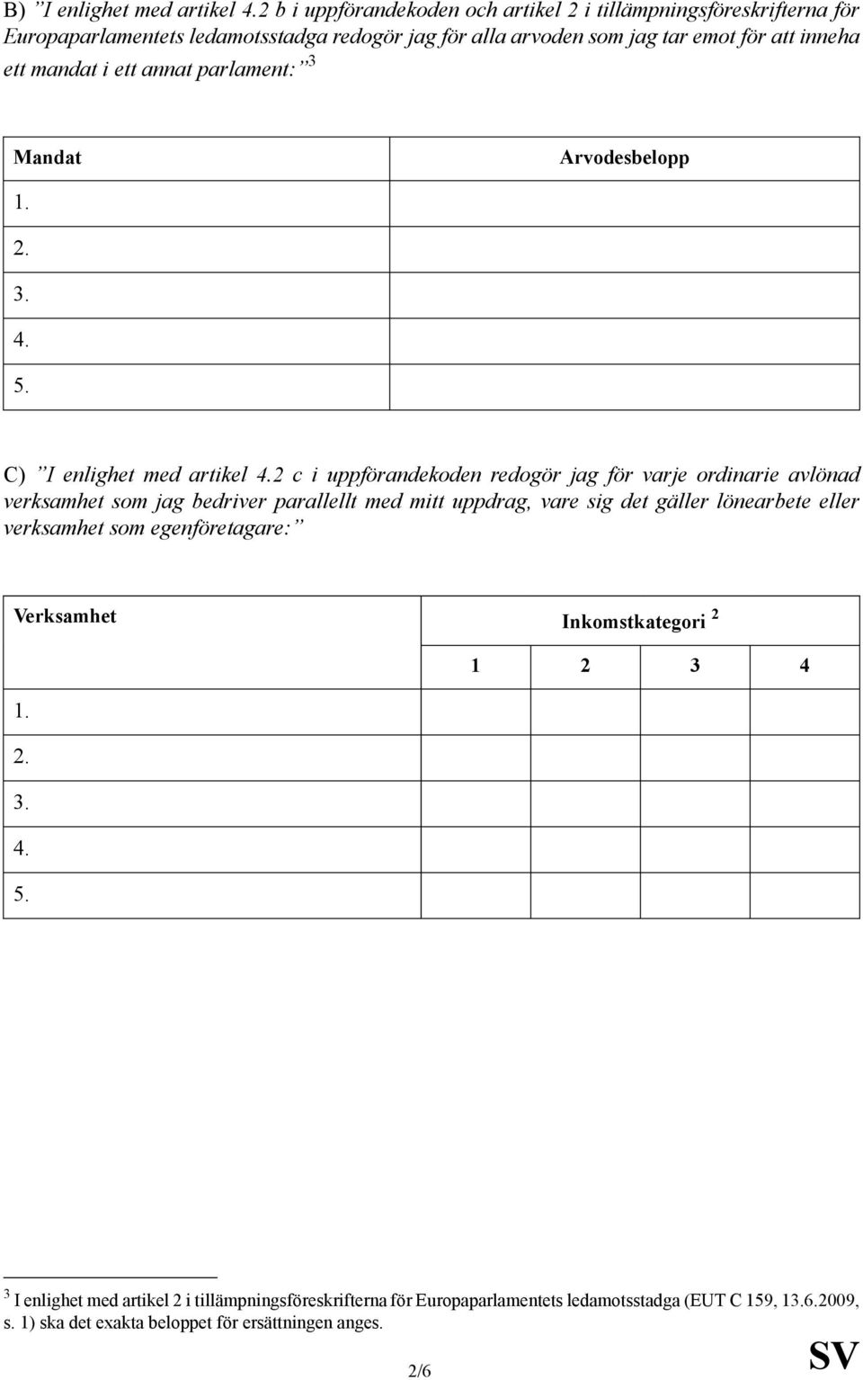 ordinarie avlönad verksamhet som jag bedriver parallellt med mitt uppdrag, vare sig det gäller lönearbete eller verksamhet som egenföretagare: Verksamhet 3 I