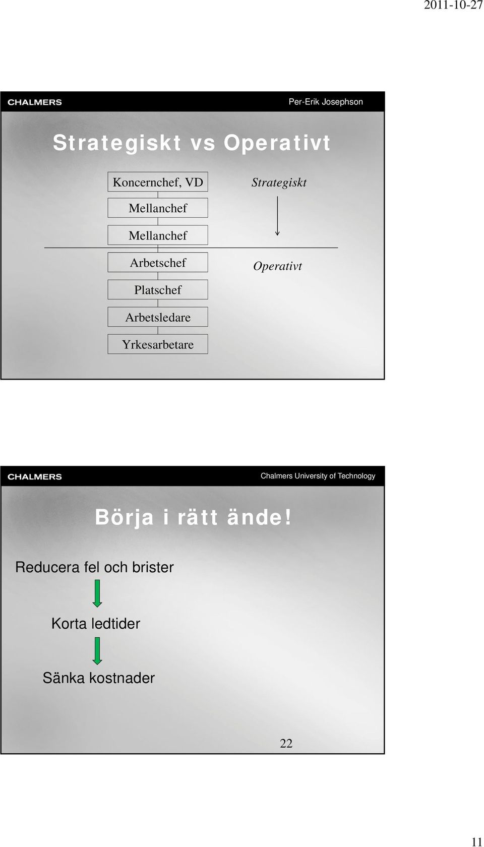 Arbetsledare Yrkesarbetare Chalmers University of Technology