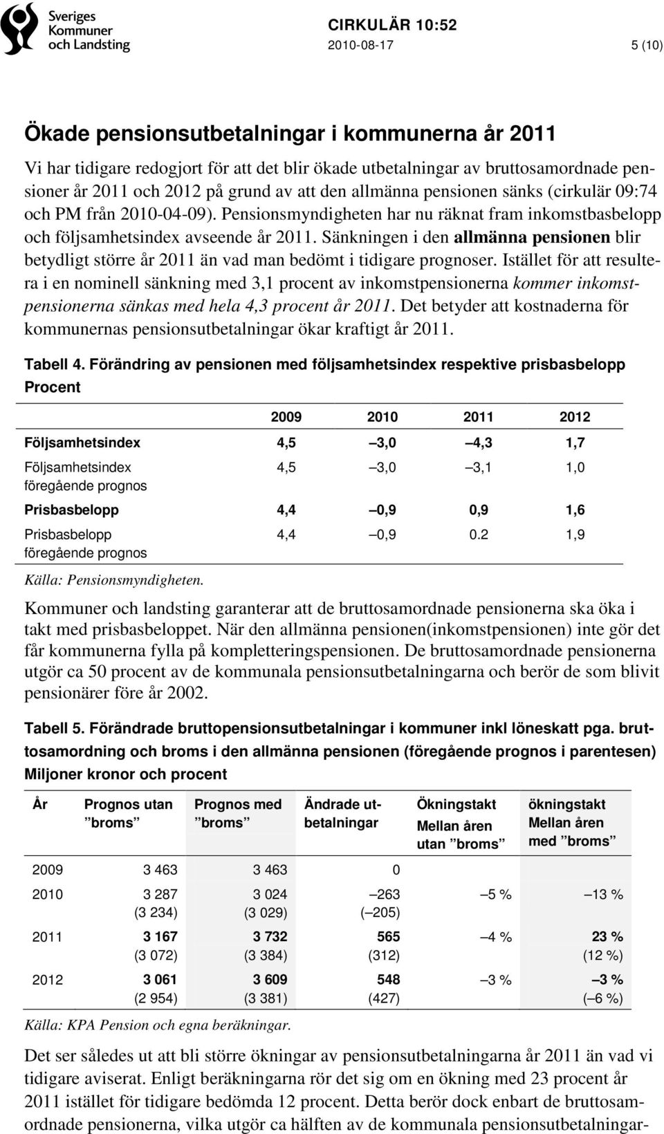 Sänkningen i den allmänna pensionen blir betydligt större år 2011 än vad man bedömt i tidigare prognoser.