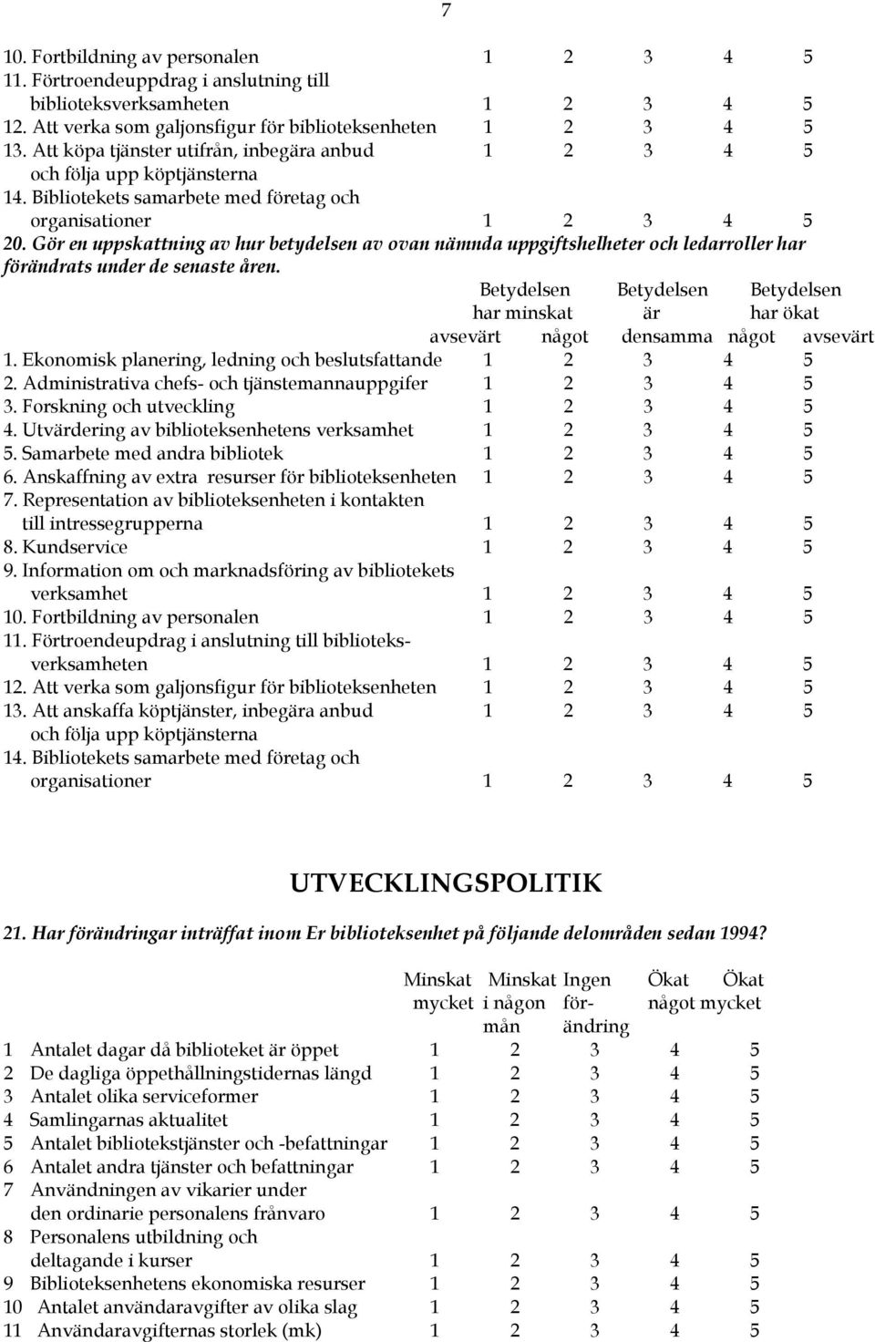 Gör en uppskattning av hur betydelsen av ovan nämnda uppgiftshelheter och ledarroller har förändrats under de senaste åren.