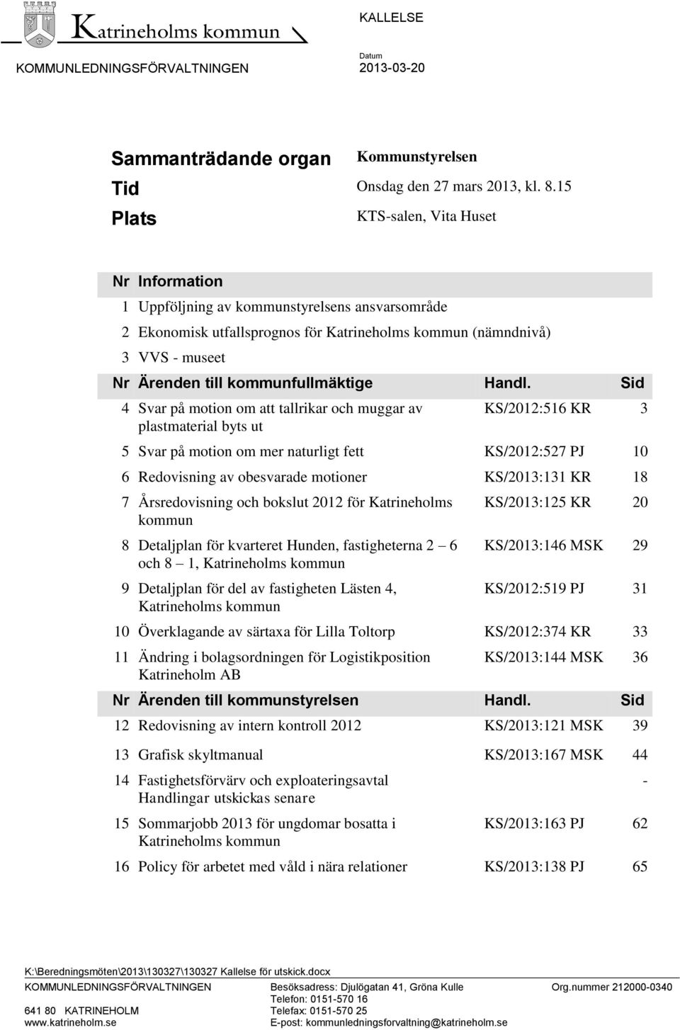 kommunfullmäktige Handl.