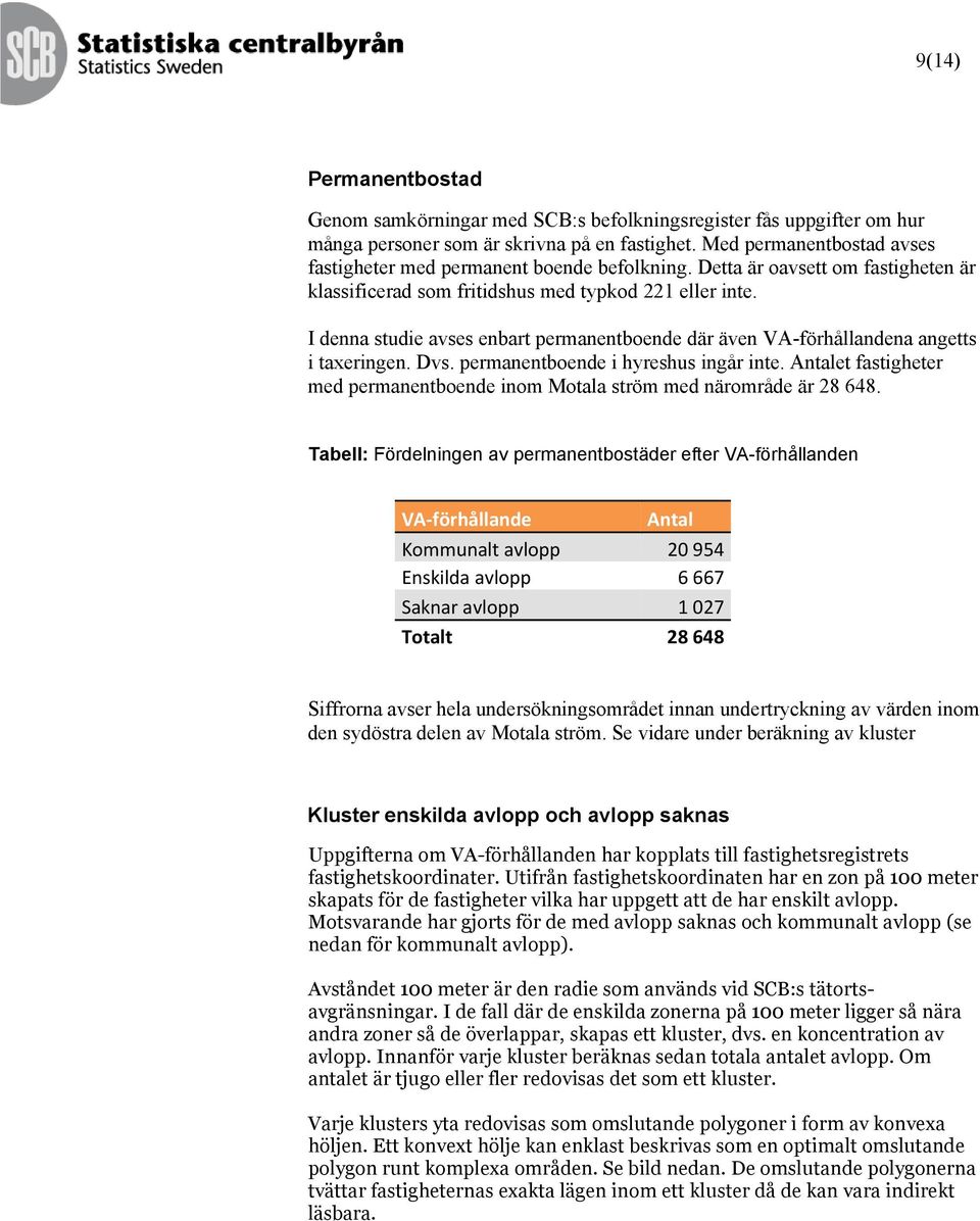 I denna studie avses enbart permanentboende där även VA-förhållandena angetts i taxeringen. Dvs. permanentboende i hyreshus ingår inte.