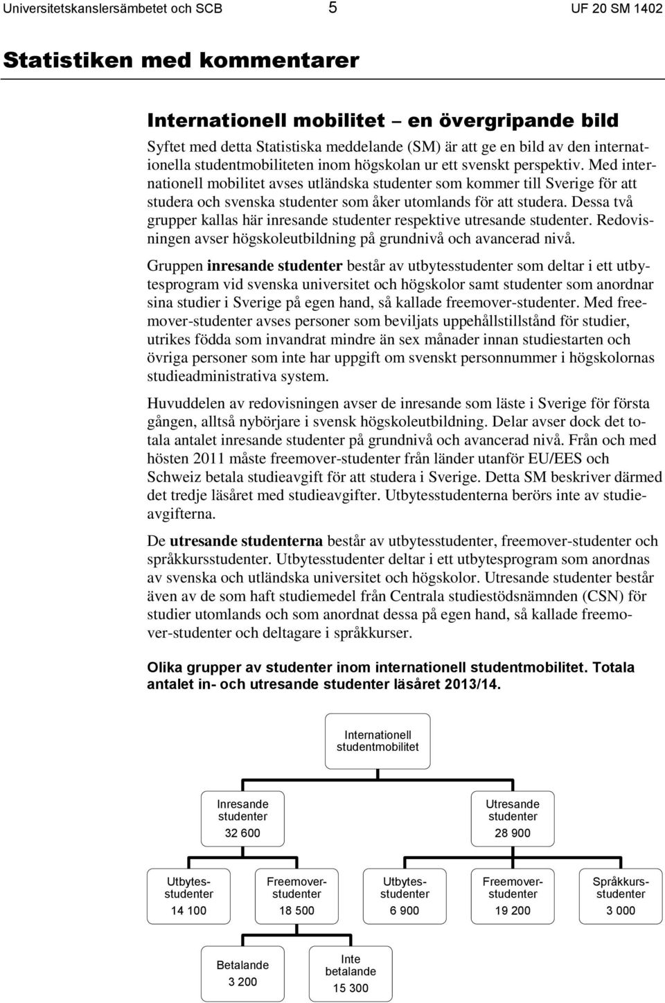Med internationell mobilitet avses utländska studenter som kommer till Sverige för att studera och svenska studenter som åker utomlands för att studera.