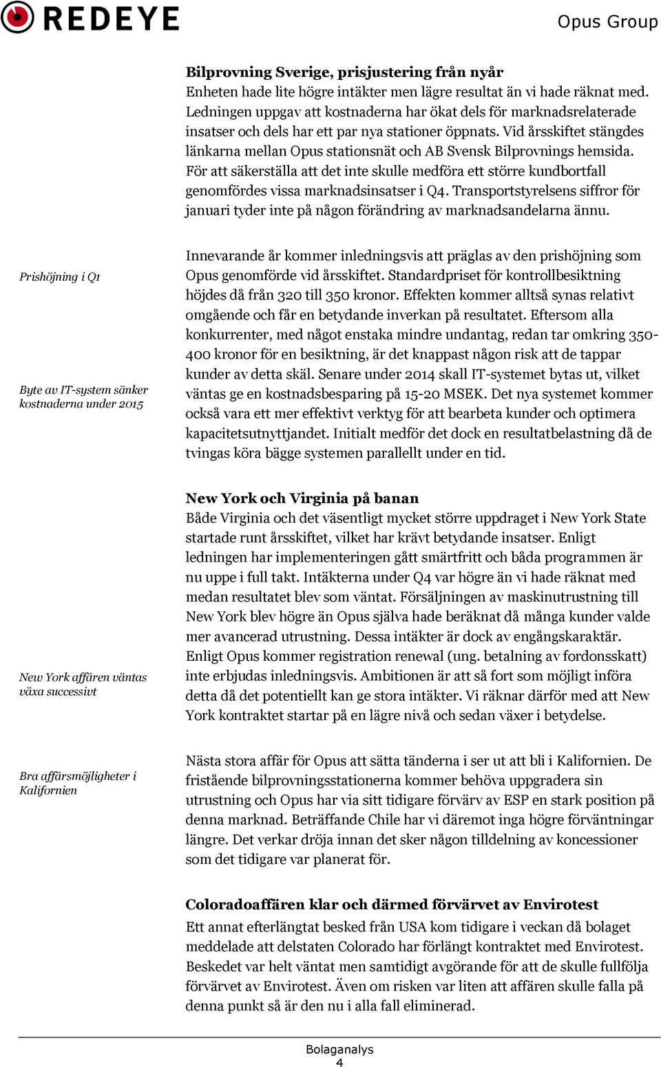 Vid årsskiftet stängdes länkarna mellan Opus stationsnät och AB Svensk Bilprovnings hemsida.