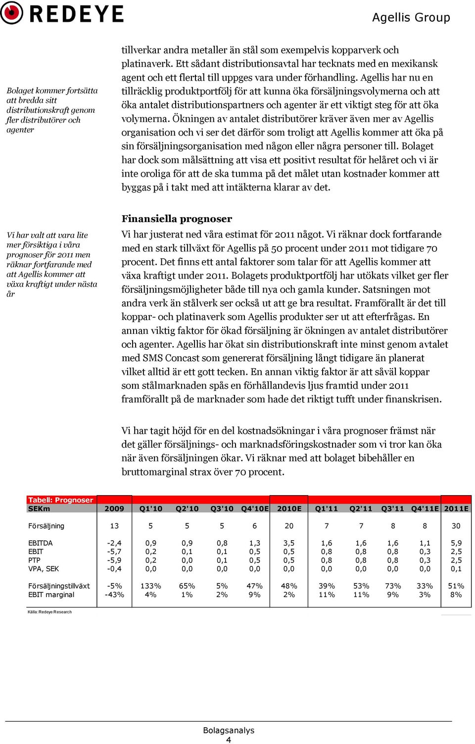 Agellis har nu en tillräcklig produktportfölj för att kunna öka försäljningsvolymerna och att öka antalet distributionspartners och agenter är ett viktigt steg för att öka volymerna.