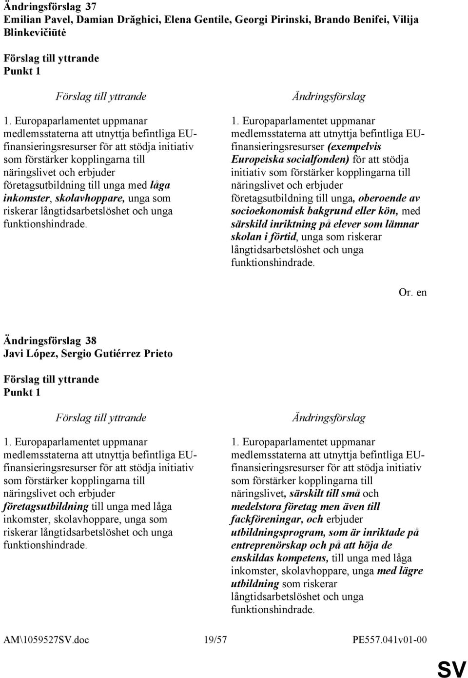 (exempelvis Europeiska socialfonden) för att stödja initiativ som förstärker kopplingarna till näringslivet och erbjuder företagsutbildning till unga, oberoende av socioekonomisk bakgrund eller kön,