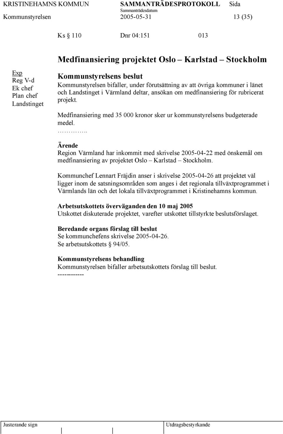 Medfinansiering med 35 000 kronor sker ur kommunstyrelsens budgeterade medel.