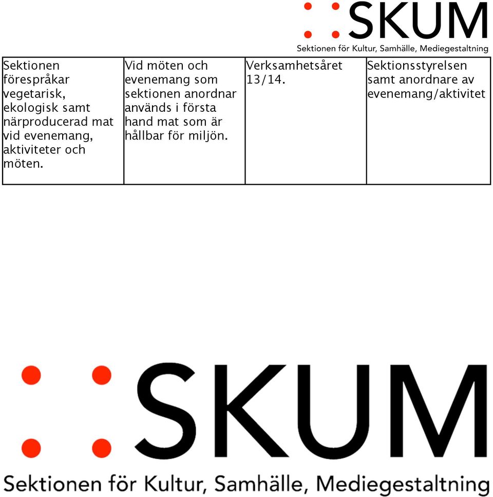 Vid möten och evenemang som sektionen anordnar används i första