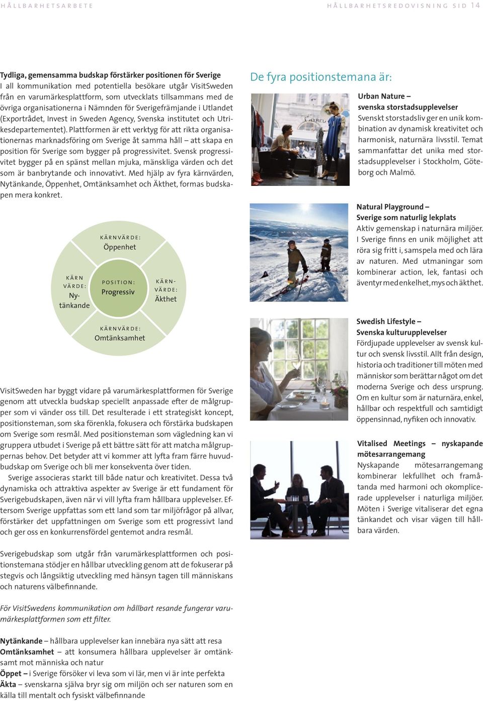 Utrikesdepartementet). Plattformen är ett verktyg för att rikta organisationernas marknadsföring om Sverige åt samma håll att skapa en position för Sverige som bygger på progressivitet.