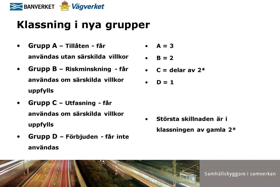 = delar av 2* D = 1 Grupp C Utfasning - får användas om särskilda villkor