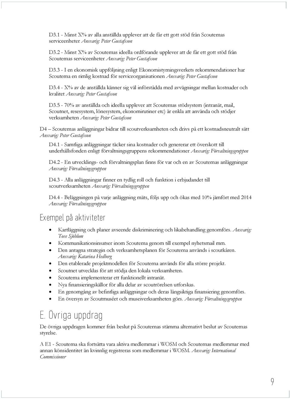 3 - I en ekonomisk uppföljning enligt Ekonomistyrningsverkets rekommendationer har Scouterna en rimlig kostnad för serviceorganisationen Ansvarig: Peter Gustafsson D3.