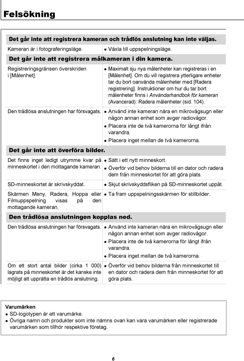 Om du vill registrera ytterligare enheter tar du bort oanvända målenheter med [Radera registrering].