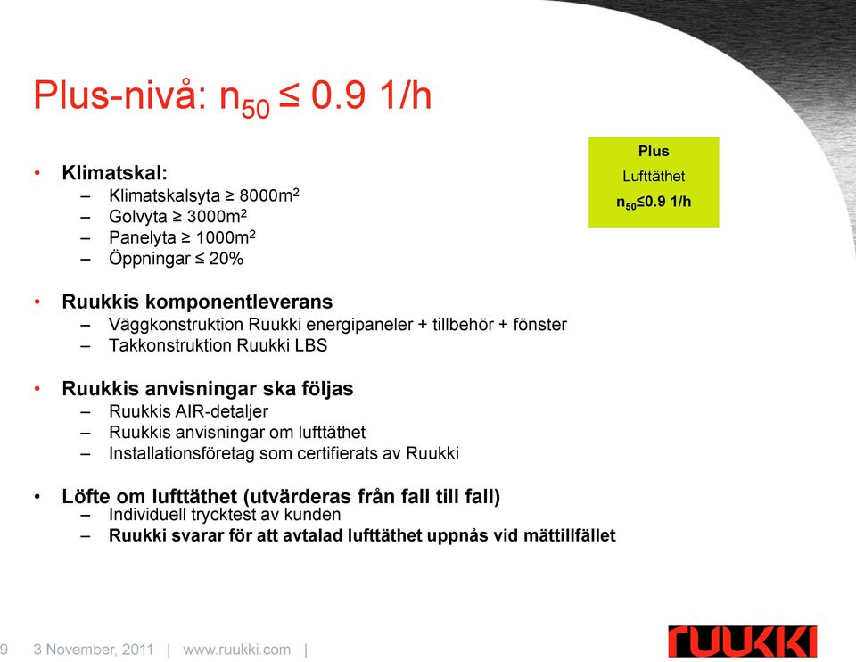 ska följas Ruukkis AIR-detaljer Ruukkis anvisningar om lufttäthet Installationsföretag som certifierats av Ruukki Löfte om lufttäthet
