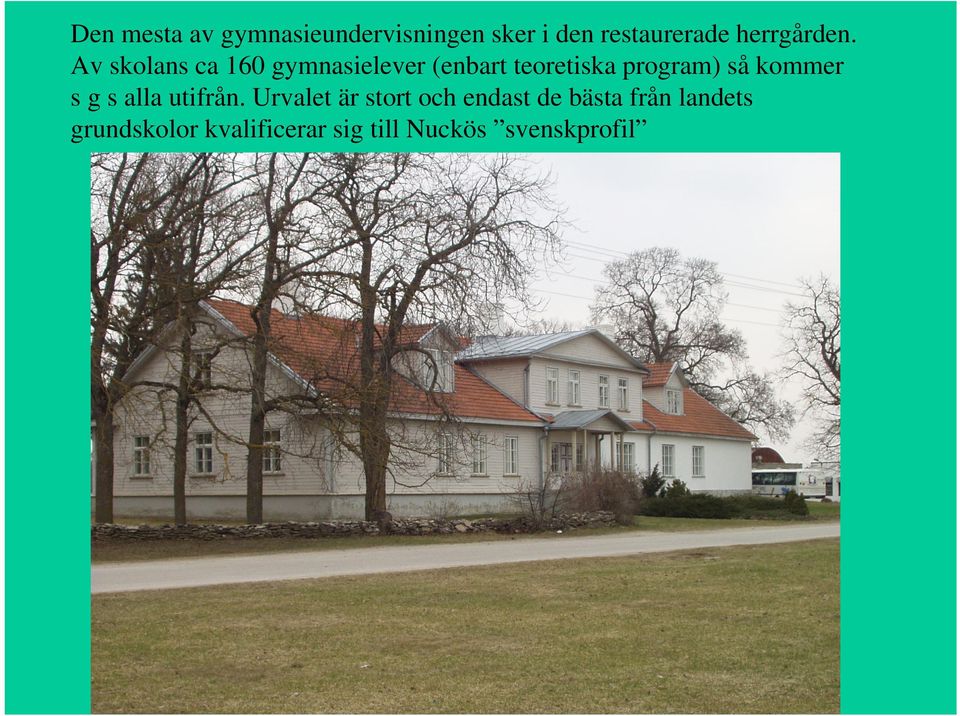 Av skolans ca 160 gymnasielever (enbart teoretiska program) så