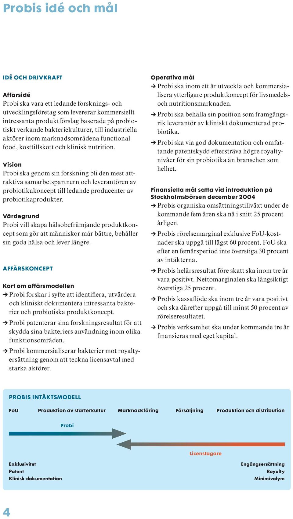Vision Probi ska genom sin forskning bli den mest attraktiva samarbetspartnern och leverantören av probiotikakoncept till ledande producenter av probiotikaprodukter.