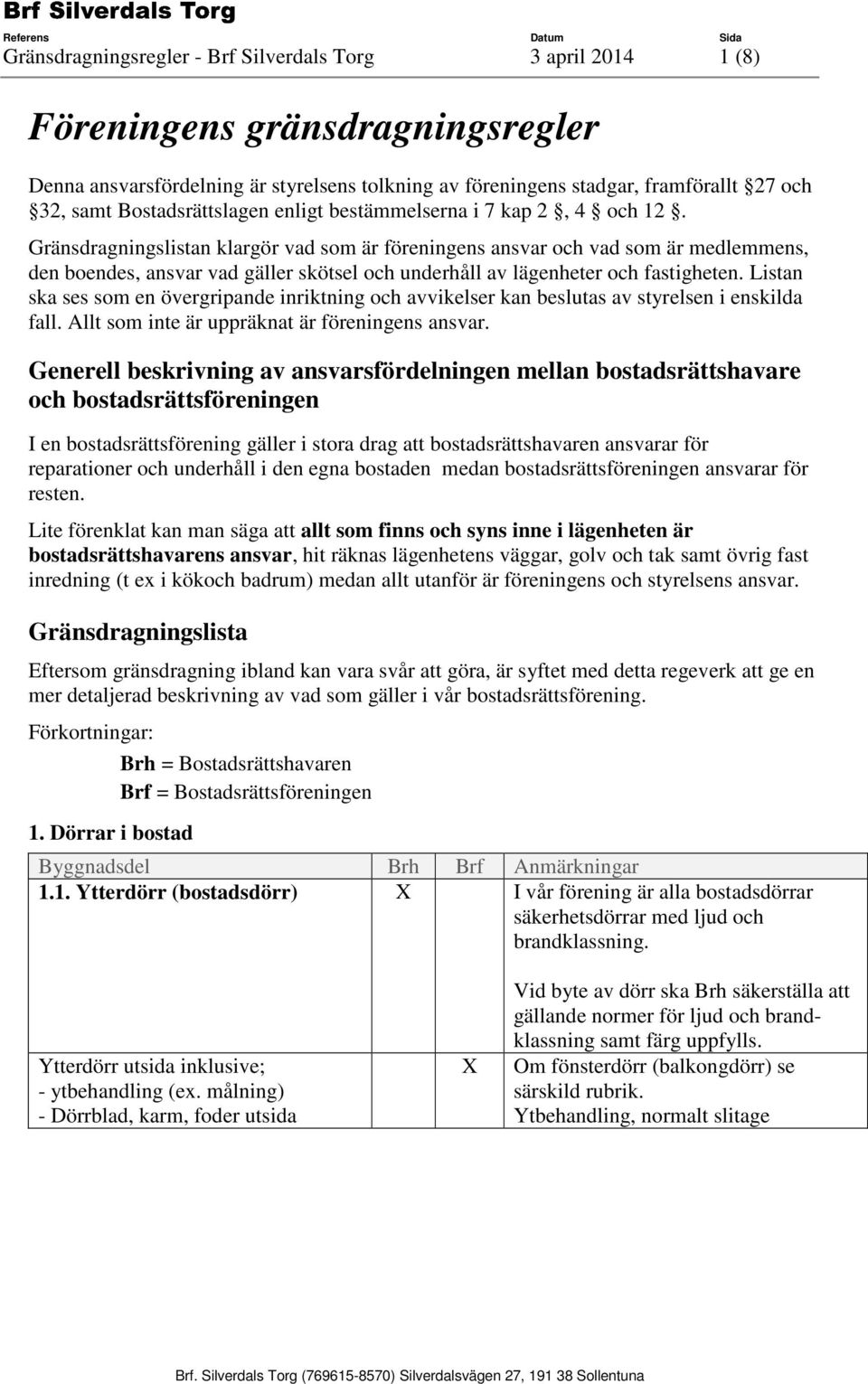 Gränsdragningslistan klargör vad som är föreningens ansvar och vad som är medlemmens, den boendes, ansvar vad gäller skötsel och underhåll av lägenheter och fastigheten.