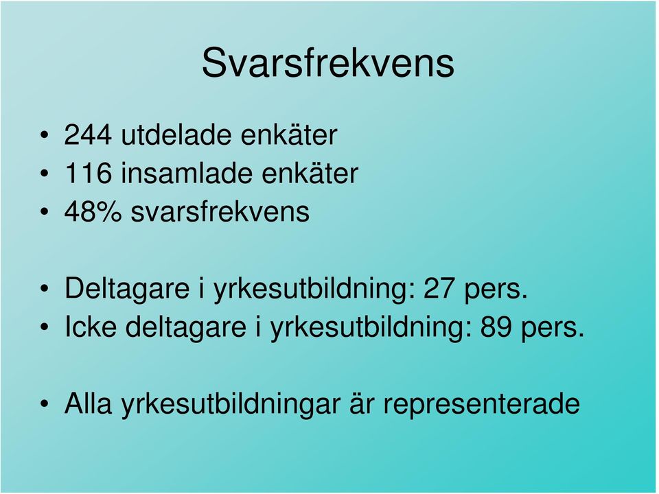 yrkesutbildning: 27 pers.