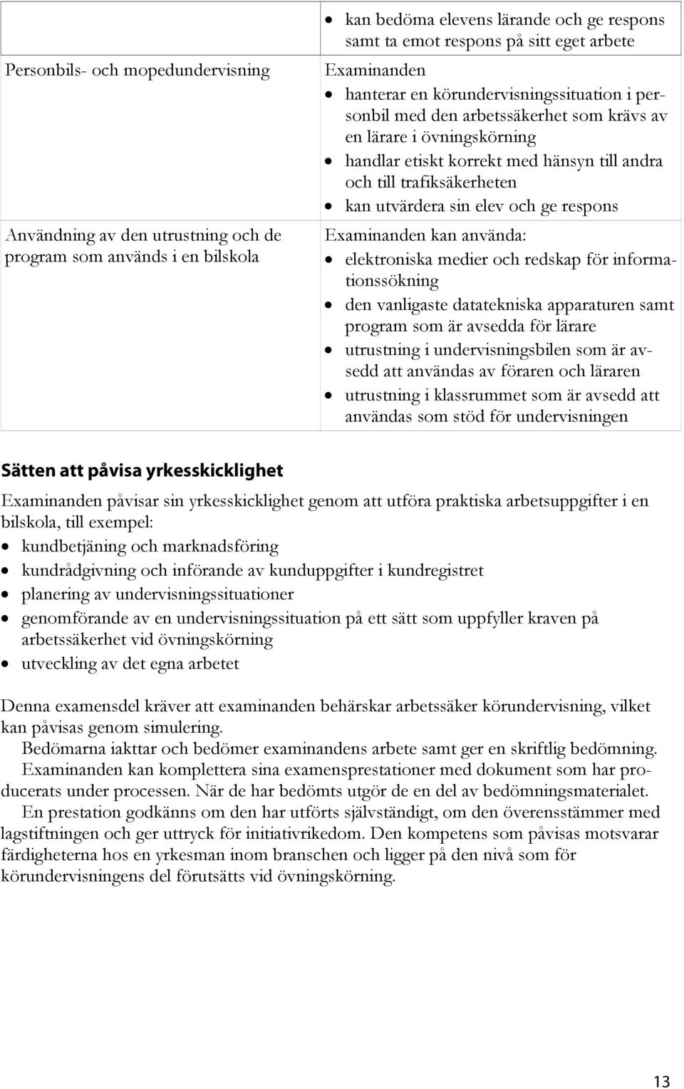 ge respons kan använda: elektroniska medier och redskap för informationssökning den vanligaste datatekniska apparaturen samt program som är avsedda för lärare utrustning i undervisningsbilen som är