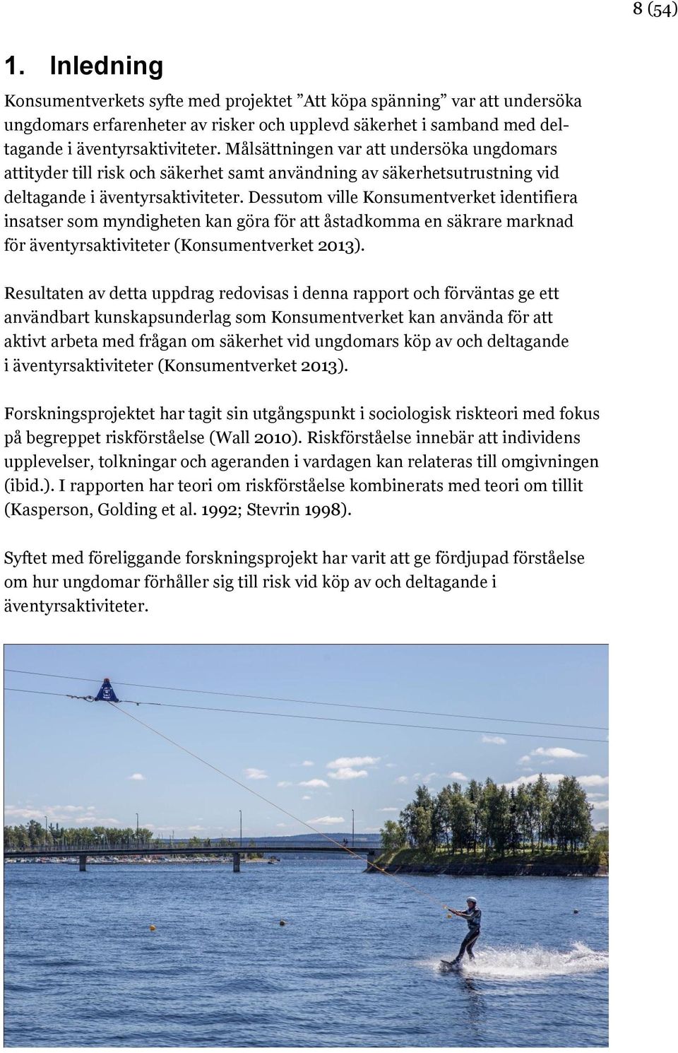 Dessutom ville Konsumentverket identifiera insatser som myndigheten kan göra för att åstadkomma en säkrare marknad för äventyrsaktiviteter (Konsumentverket 2013).