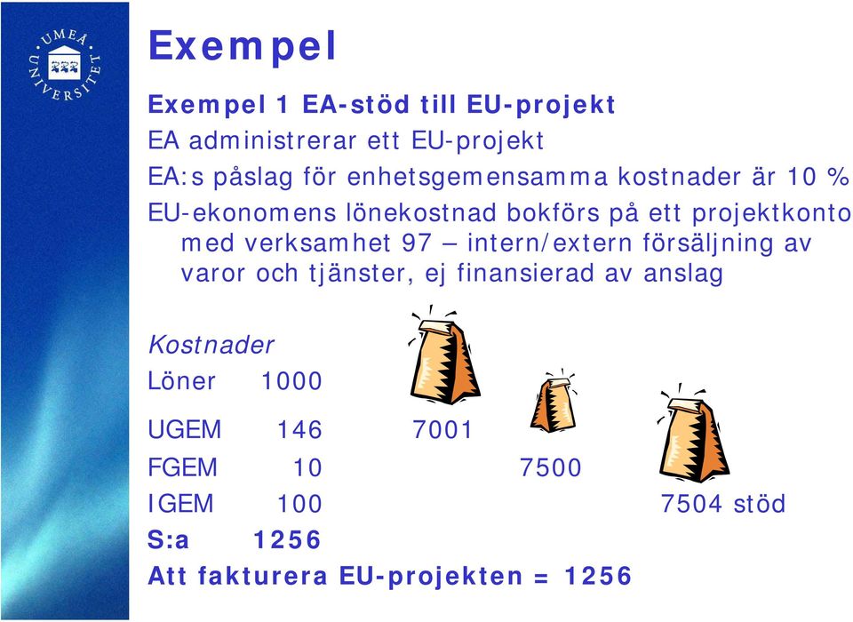 verksamhet 97 intern/extern försäljning av varor och tjänster, ej finansierad av anslag