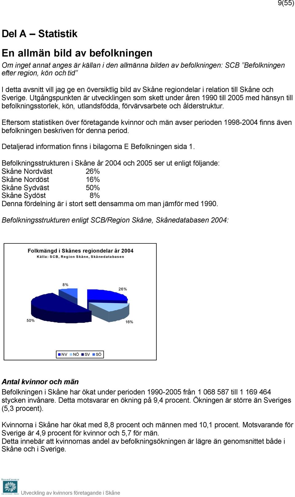 Utgångspunkten är utvecklingen som skett under åren 1990 till 2005 med hänsyn till befolkningsstorlek, kön, utlandsfödda, förvärvsarbete och ålderstruktur.