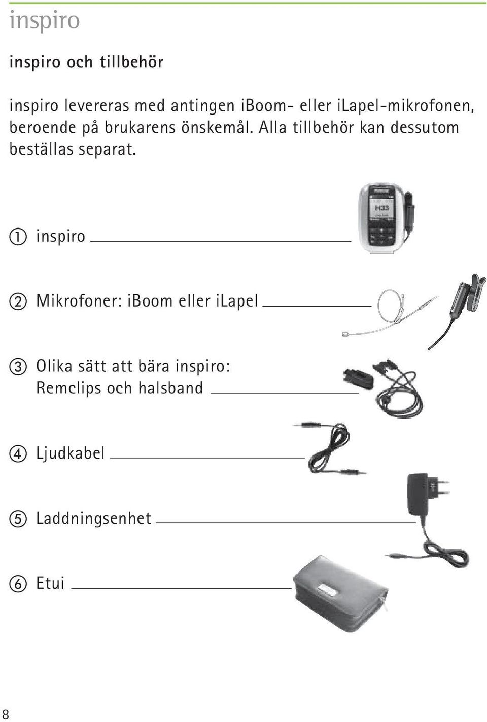 Alla tillbehör kan dessutom beställas separat.