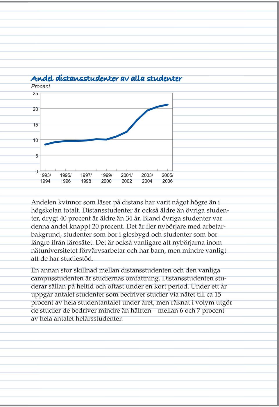 Det är fler nybörjare med arbetarbakgrund, studenter som bor i glesbygd och studenter som bor längre ifrån lärosätet.