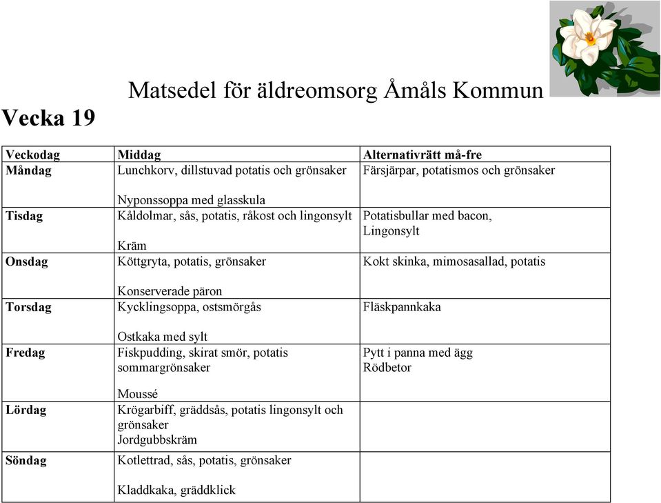 skirat smör, potatis sommar Moussé Krögarbiff, gräddsås, potatis lingonsylt och Jordgubbskräm Kotlettrad, sås, potatis,