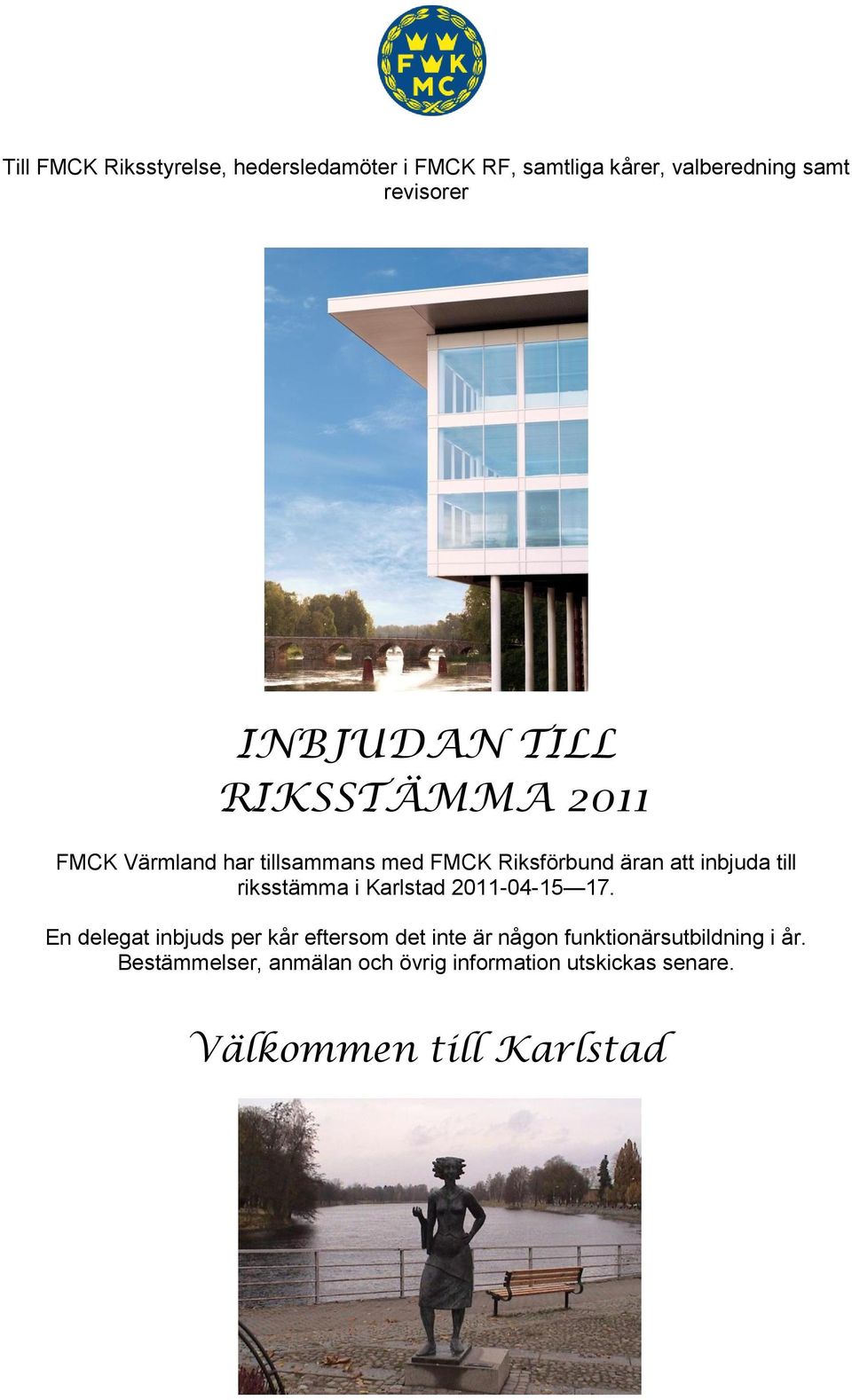 inbjuda till riksstämma i Karlstad 2011-04-15 17.